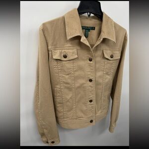 Ralph Lauren Women L Western Trucker Jacket-Tan Denim collar excellent condition
